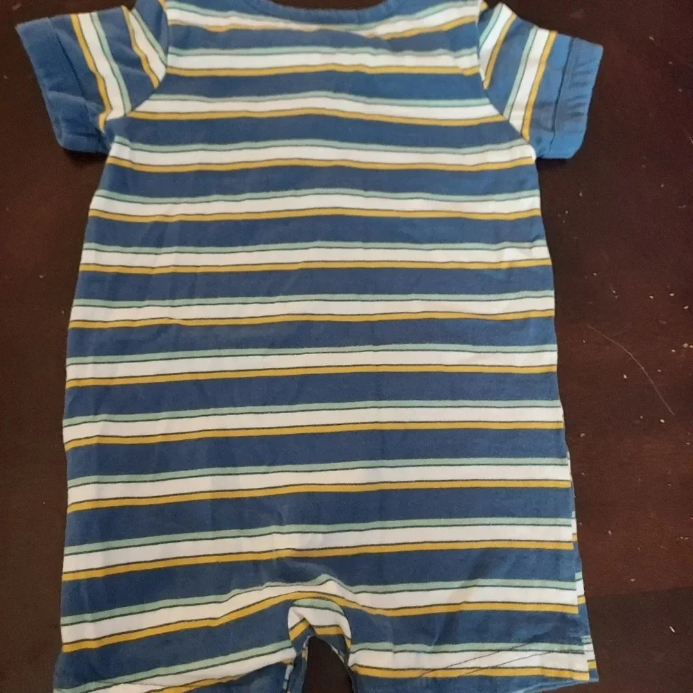 Carter's Just One You Baby Boys' Shark Striped Blue Romper in Size 9M